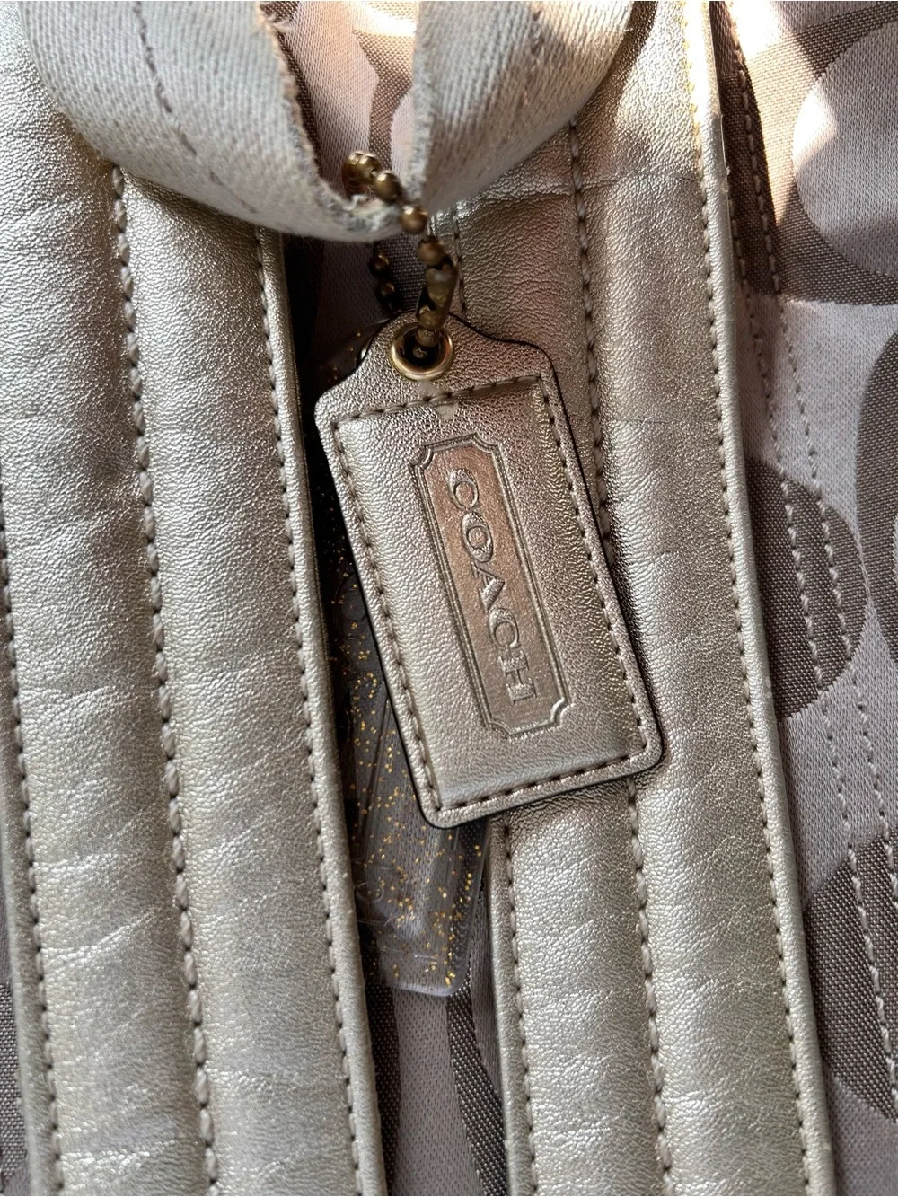 Coach Poppy Y2K Backpack Khaki Gold Signature C H1260-F20046